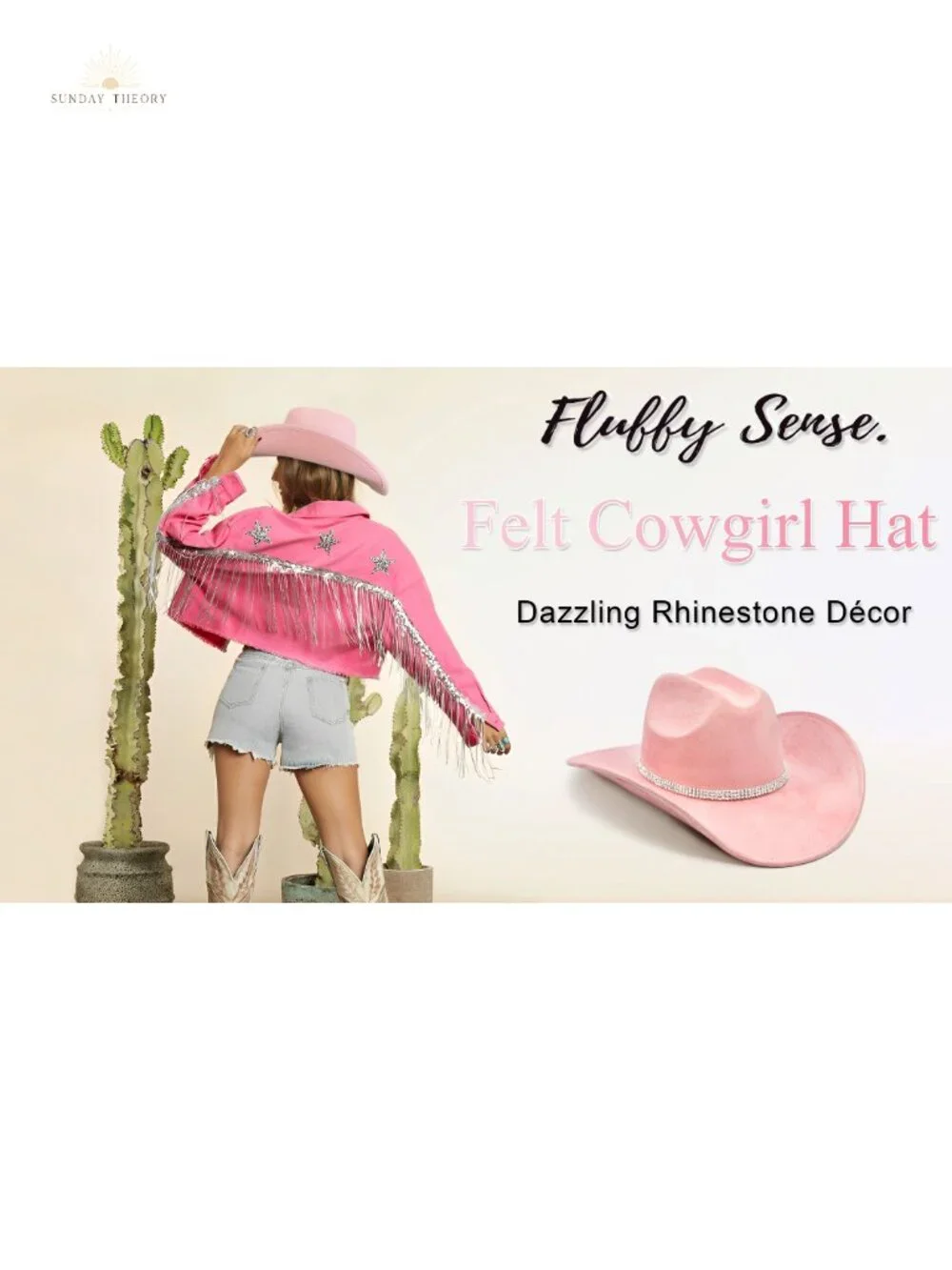 Vegan Suede Cowgirl Hat with Rhinestone Band, Shapeable Wide Brim